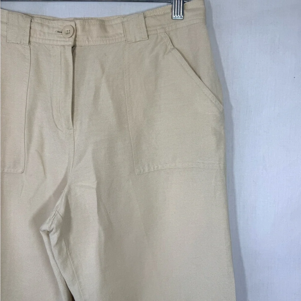 Croft & Barrow Women’s Cream Linen blend cropped pants - Picture 3 of 4